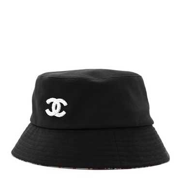 CHANEL Cotton Pearl CC Bucket Hat M Black