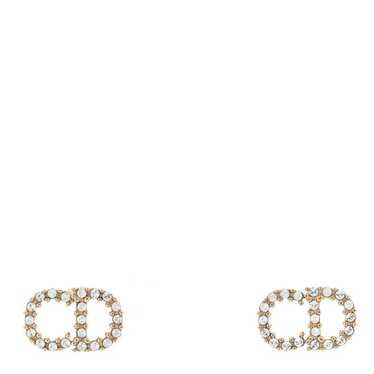 CHRISTIAN DIOR Strass Crystal CD Earrings Gold