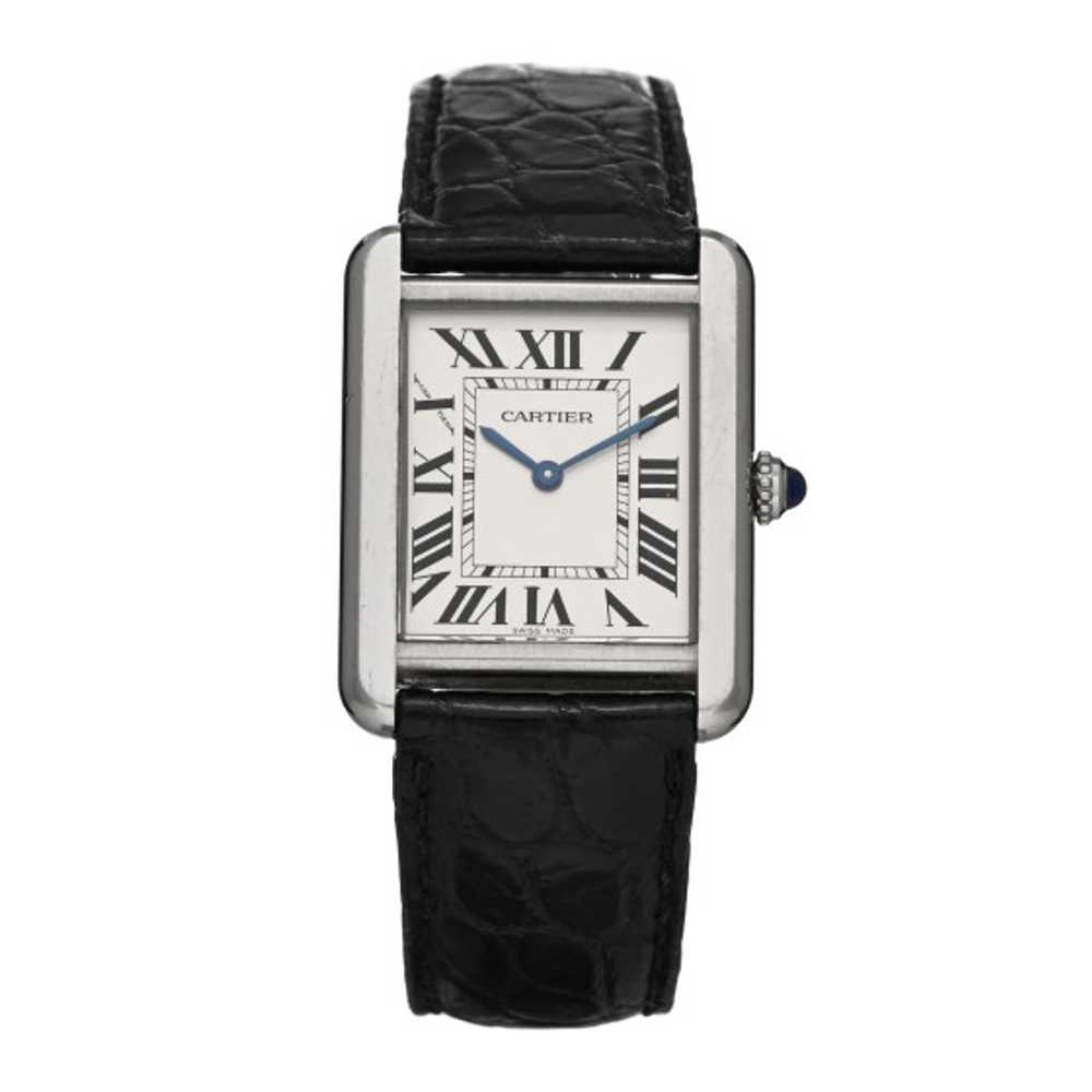 CARTIER Stainless Steel Alligator 24mm Tank Solo … - image 1