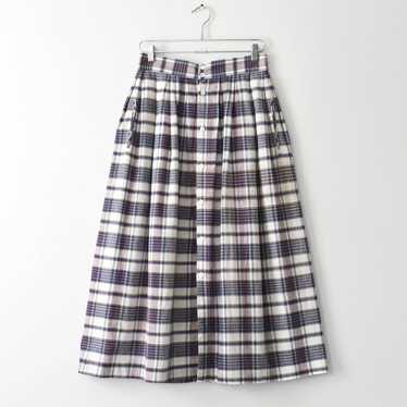 vintage madras button front skirt (l)