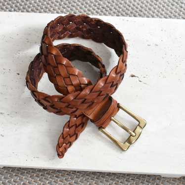 vintage braided brown leather belt (m) - image 1