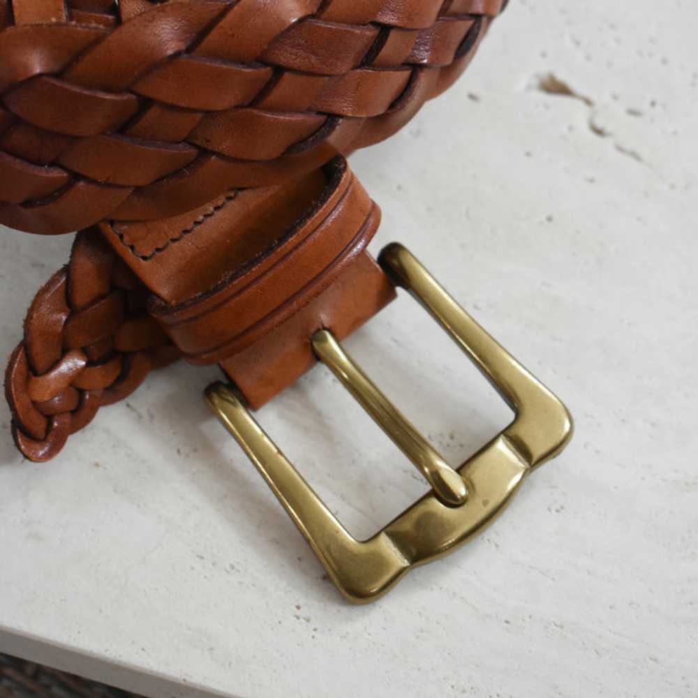 vintage braided brown leather belt (m) - image 3