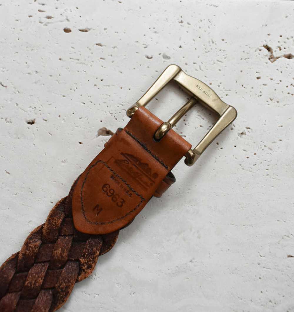 vintage braided brown leather belt (m) - image 6