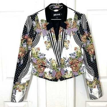 Just Cavalli Black White And Floral Jacket Size L