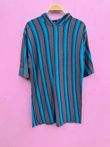 1980S-90S VERTICAL STRIPED & HOODED BAJA SHIRT