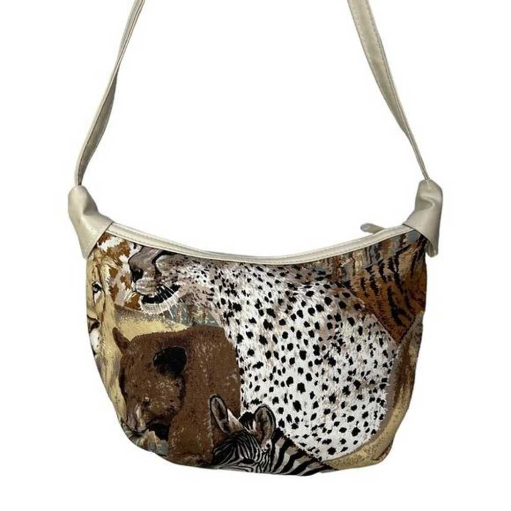 VTG 80's/90's Cream Animal Safari Print Crossbody… - image 7