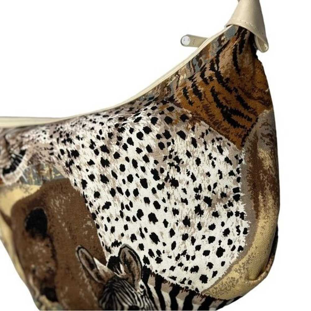 VTG 80's/90's Cream Animal Safari Print Crossbody… - image 9