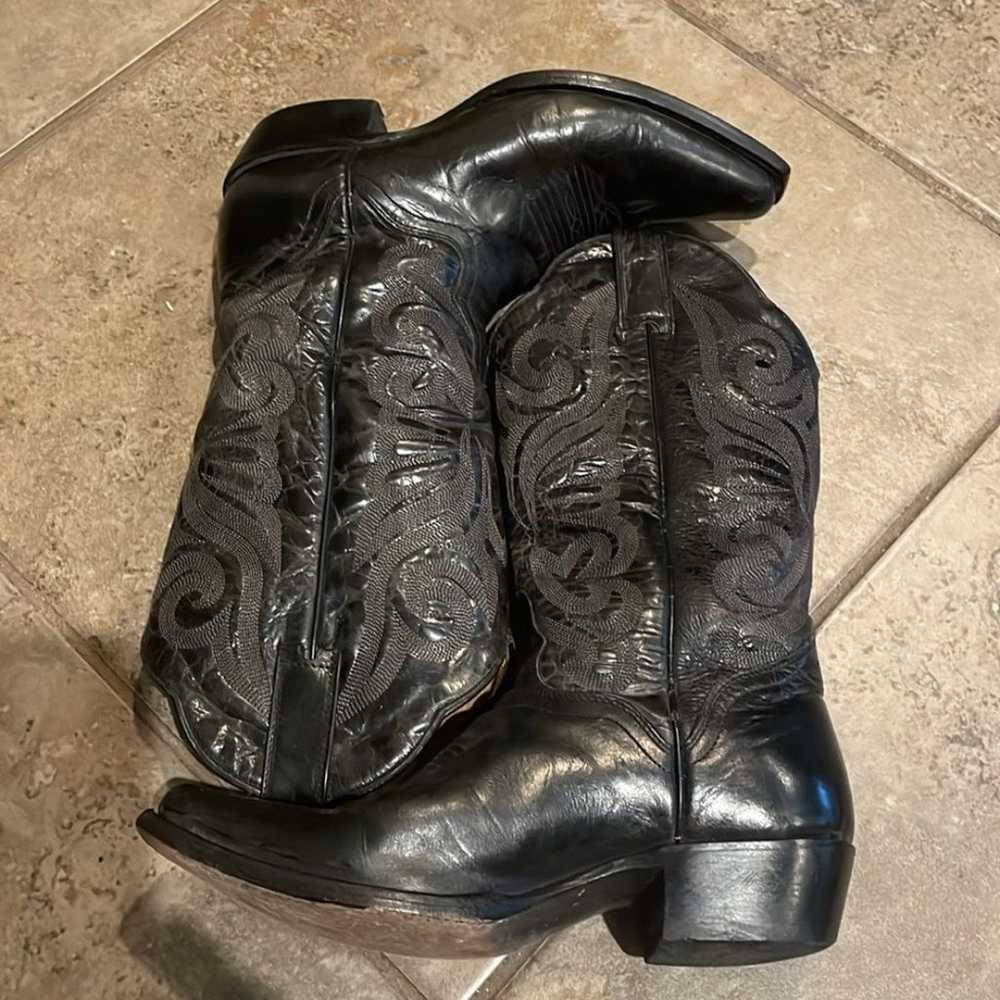 JB Dillon Black Distressed Leather Cowboy Boots W… - image 11