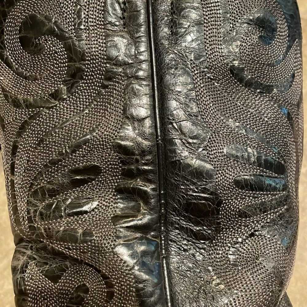 JB Dillon Black Distressed Leather Cowboy Boots W… - image 12