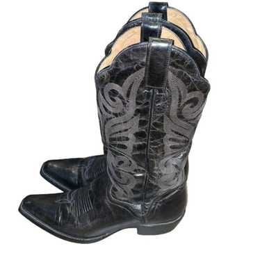 JB Dillon Black Distressed Leather Cowboy Boots W… - image 1