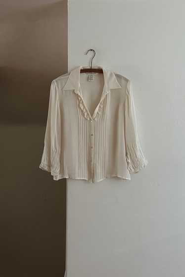 1990's PURE SILK PLEATED BUTTON BLOUSE