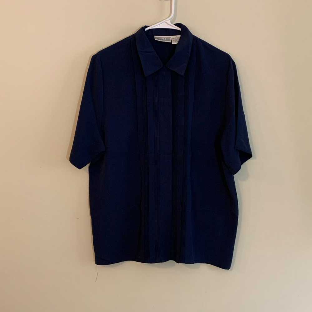 Christie & Jill vintage pleated shirt sleeve blou… - image 1