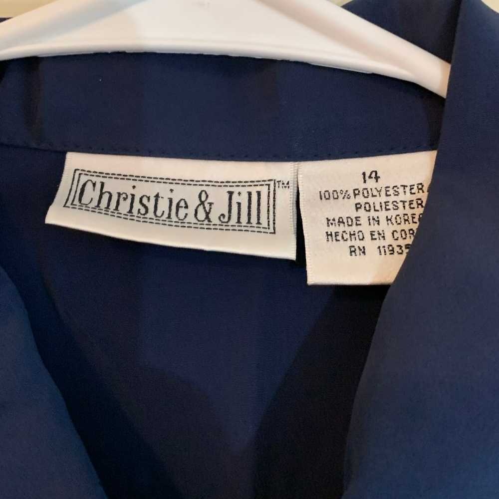 Christie & Jill vintage pleated shirt sleeve blou… - image 2