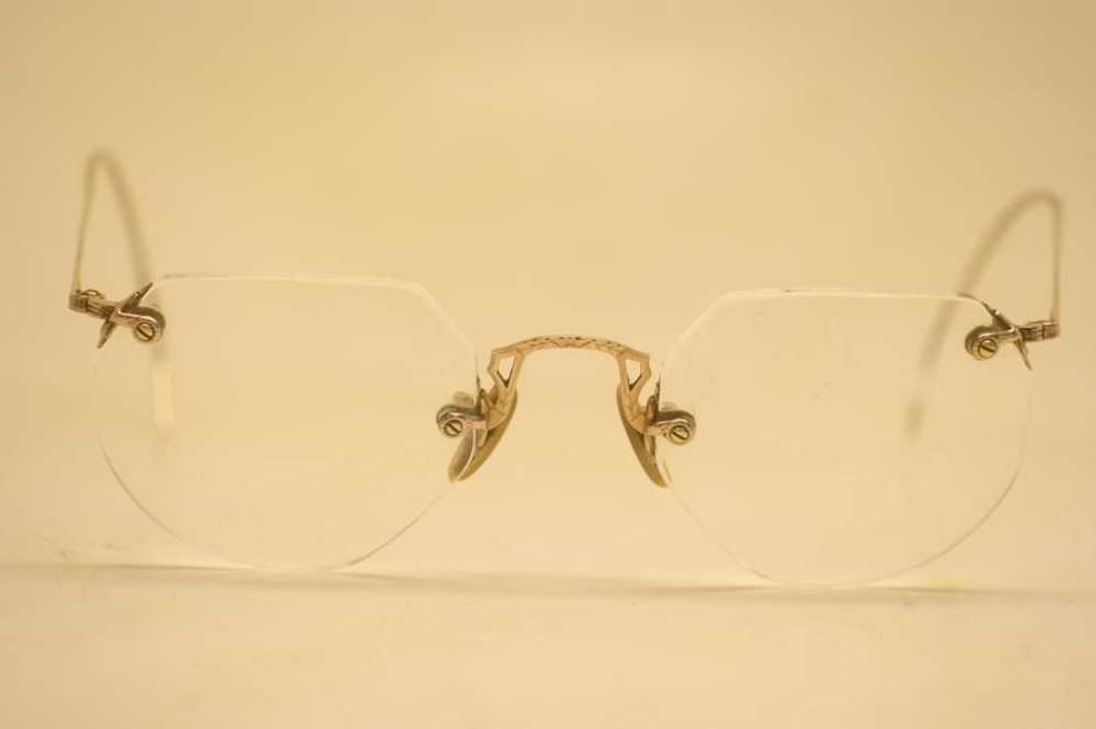 Antique Eyeglasses AO 1/10 12k Gold 42-37mm Rimle… - image 1