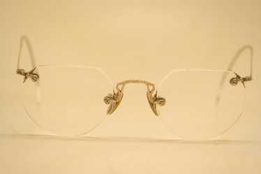 Antique Eyeglasses AO 1/10 12k Gold 42-37mm Rimle… - image 1