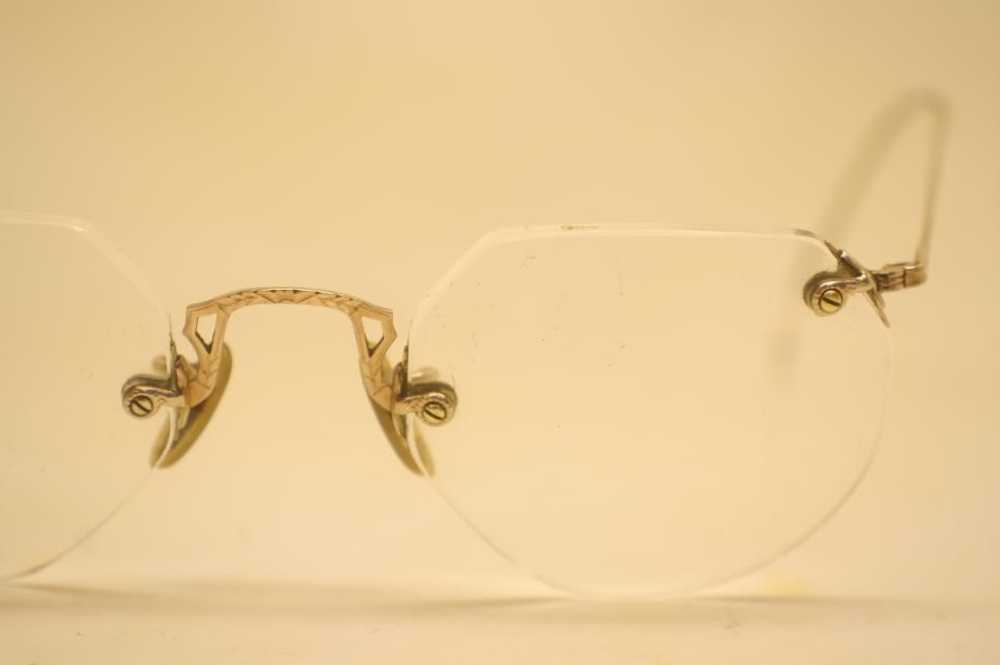 Antique Eyeglasses AO 1/10 12k Gold 42-37mm Rimle… - image 3