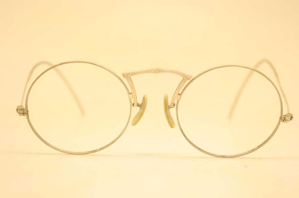 Small Vintage Silver Tone Round Eyeglasses 40mm F… - image 1