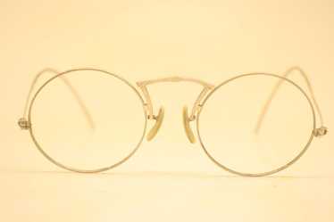 Small Vintage Silver Tone Round Eyeglasses 40mm F… - image 1