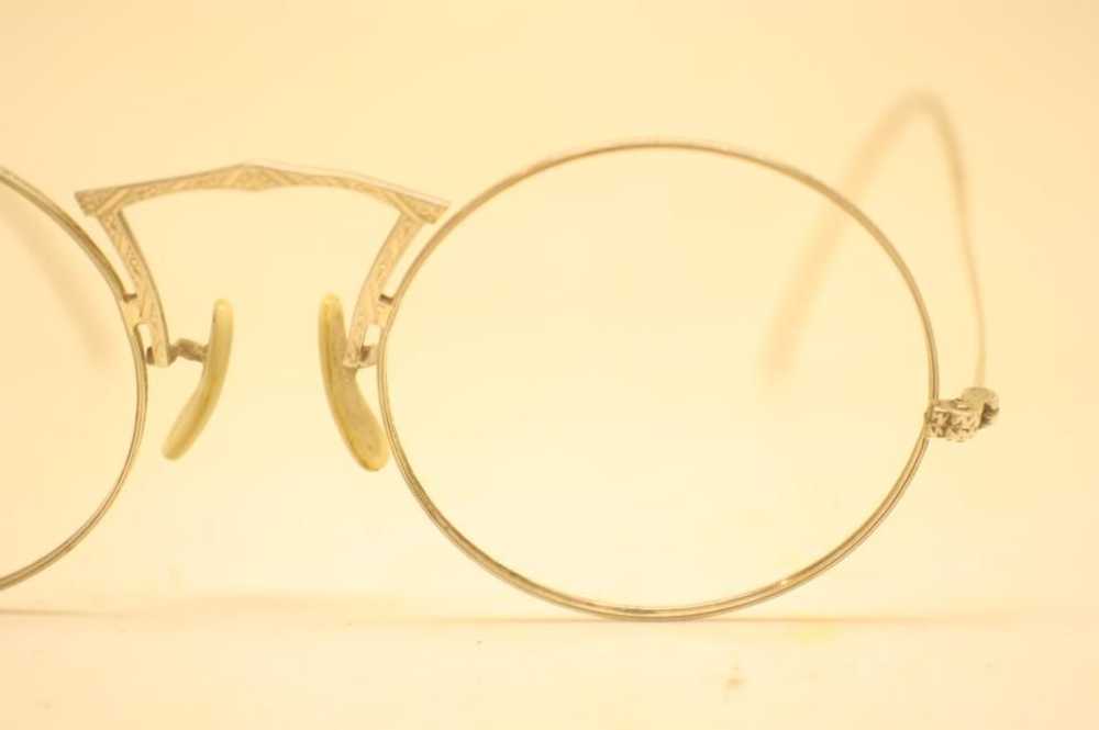 Small Vintage Silver Tone Round Eyeglasses 40mm F… - image 3