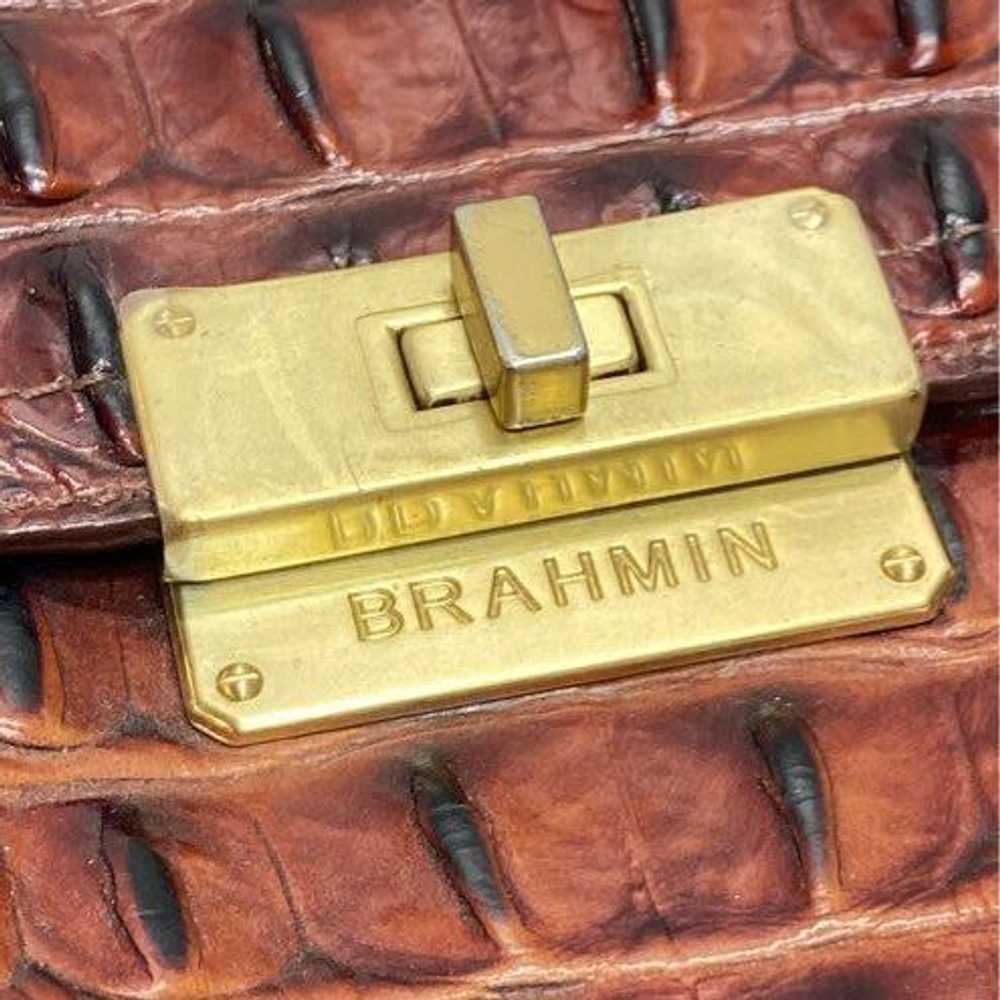 Brahmin Brown Croc Embossed Leather Zip Tassel Cr… - image 4