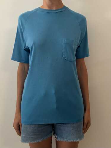 70s Blue Raglan Sleeve Pocket tee