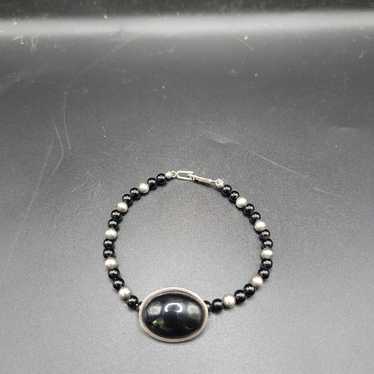 Sterling silver black onyx oval bracelet