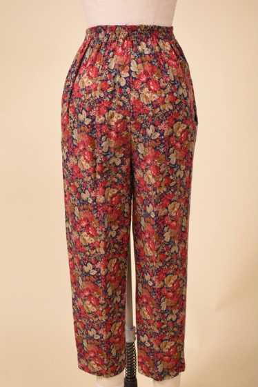 Red Floral Flannel Pants By Laura Ashley, S