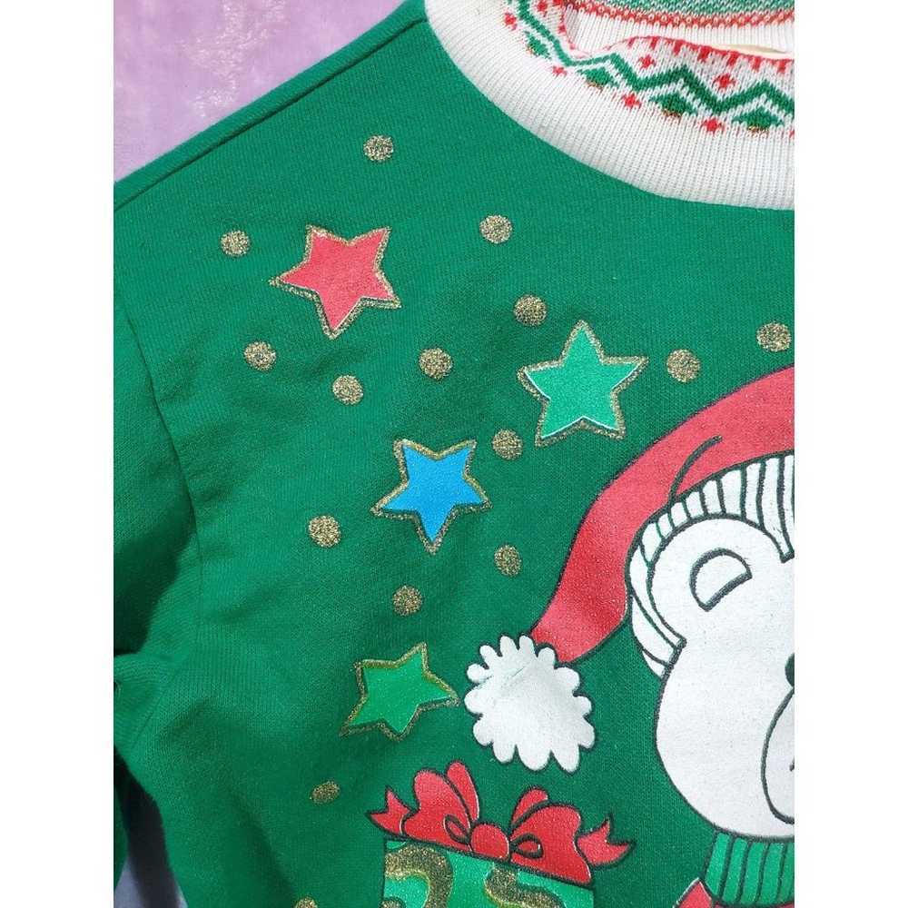 Christmas Bear Stepping Stones Vtg Sweater Glitte… - image 3