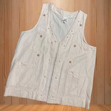 Vintage Fran’s Vest Crochet Embroidered Pearls Can