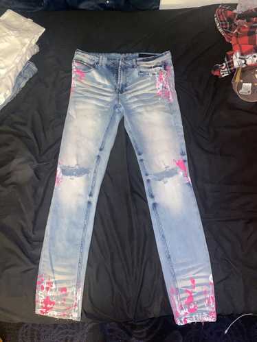 Rockstar Rockstar original pink splatter pants 32… - image 1