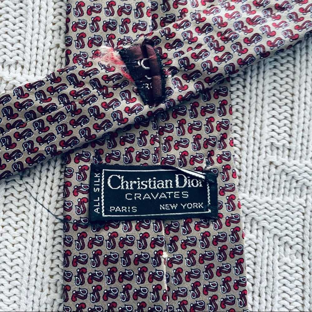 Vintage Christian Dior maroon pattern tie - image 3
