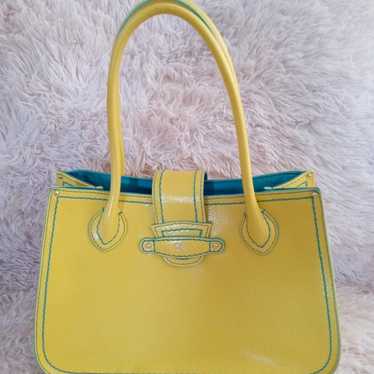 Antonio Melani Yellow/Teal Blue Shoulder Handbag - image 1