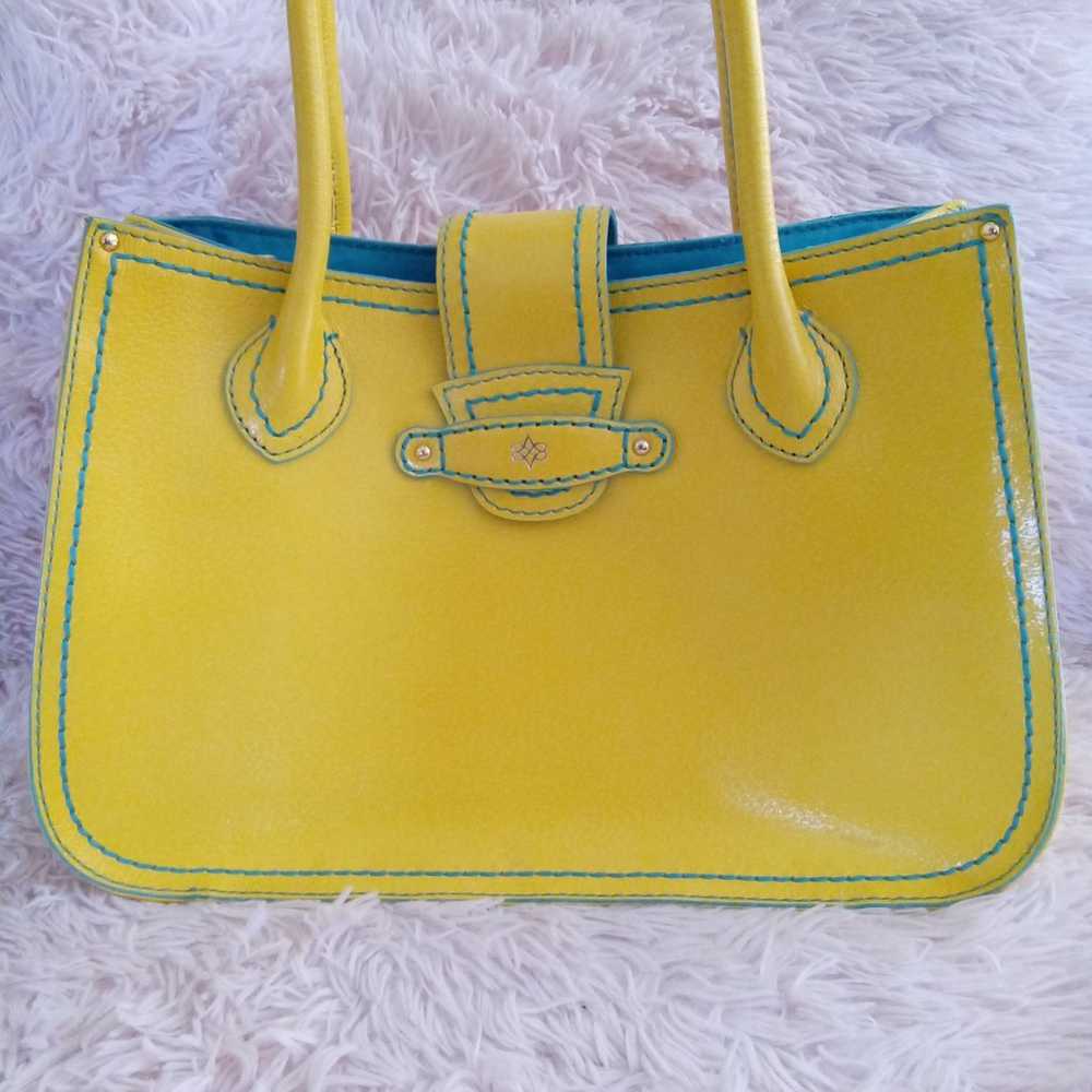 Antonio Melani Yellow/Teal Blue Shoulder Handbag - image 2