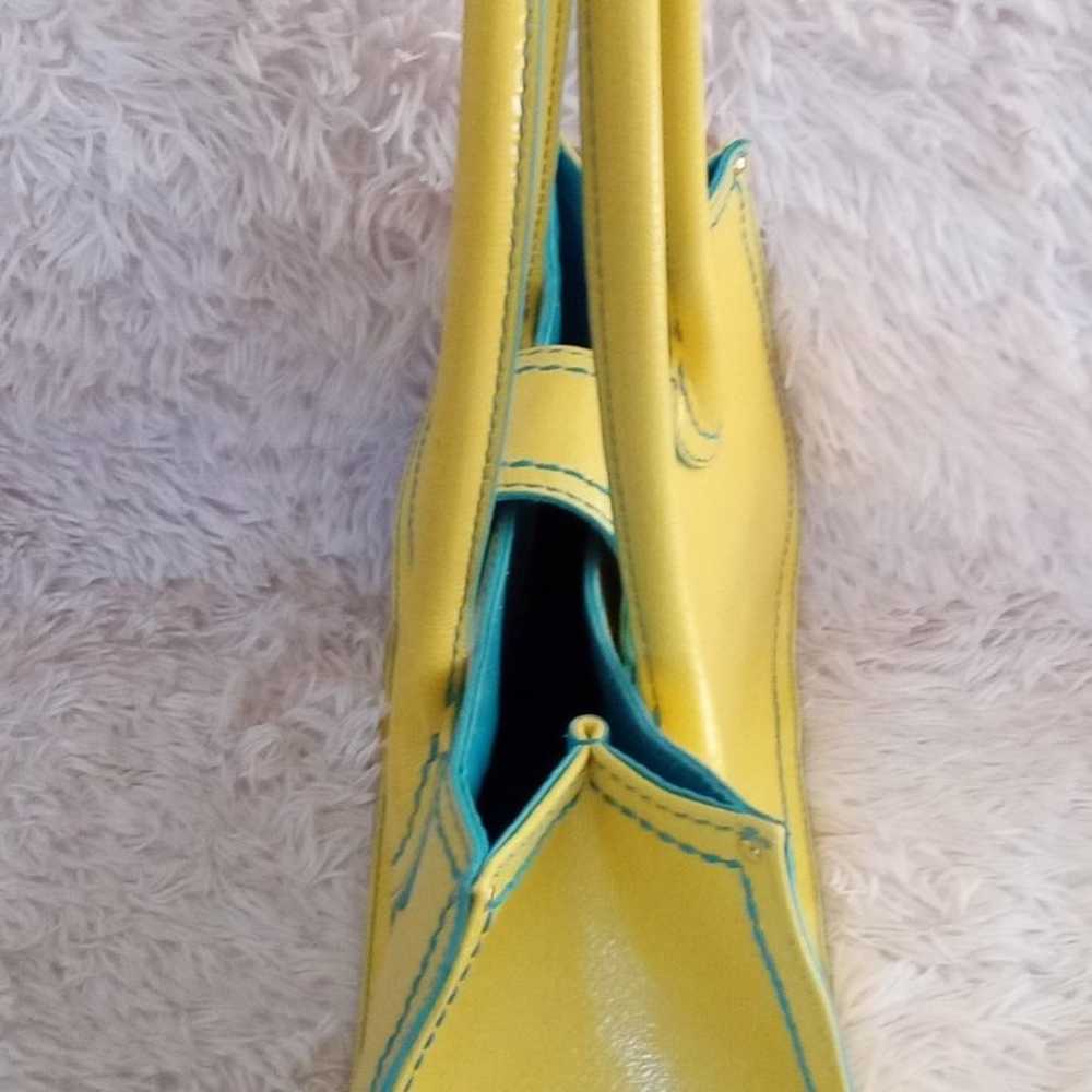 Antonio Melani Yellow/Teal Blue Shoulder Handbag - image 3
