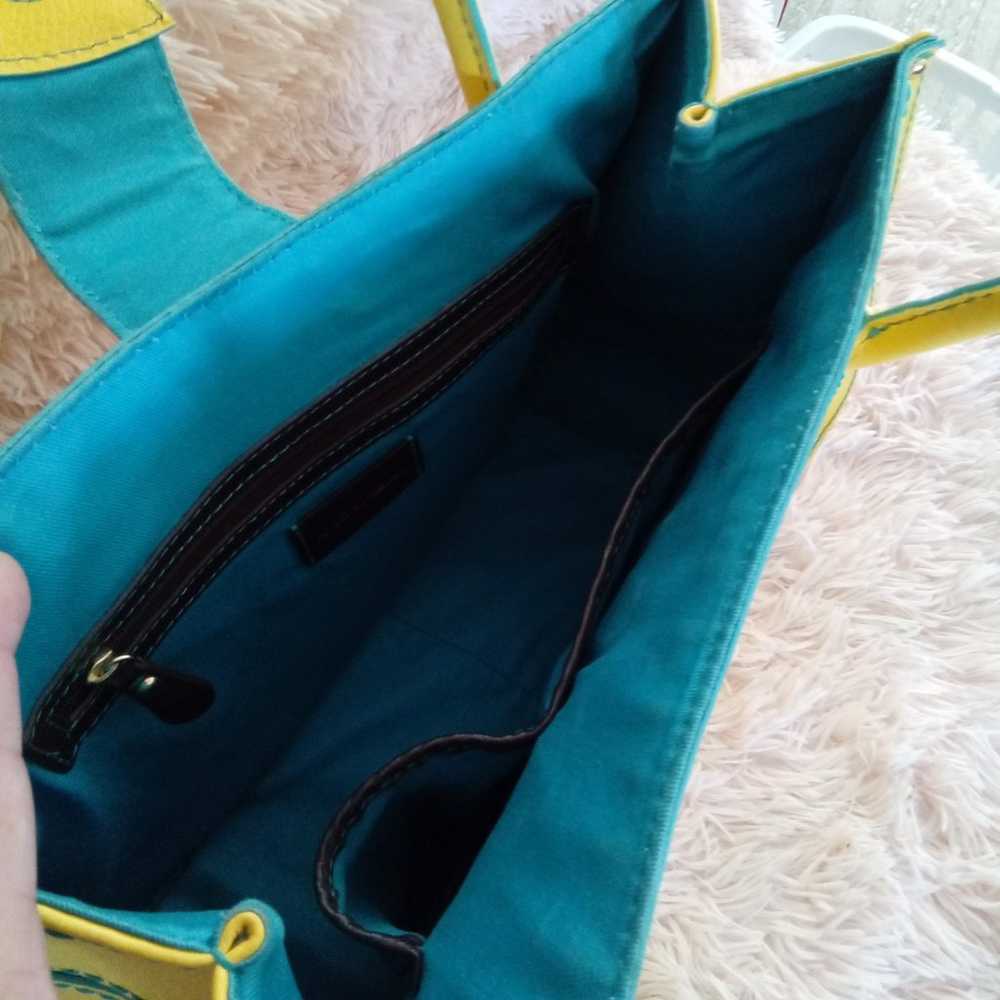 Antonio Melani Yellow/Teal Blue Shoulder Handbag - image 5