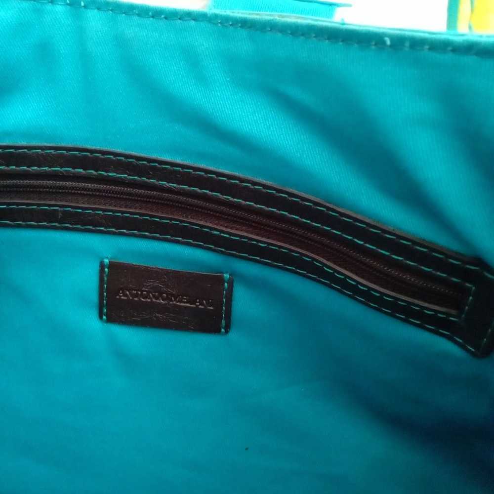 Antonio Melani Yellow/Teal Blue Shoulder Handbag - image 6