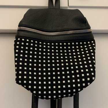 KARA Black Leather White Grid Small Zip Waist Back