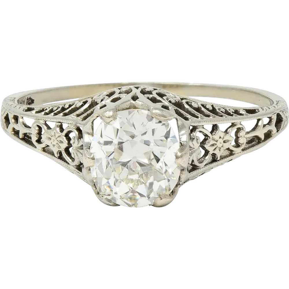 Art Deco 1.10 Carat Diamond 18 Karat White Gold A… - image 1