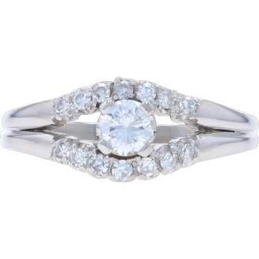 Platinum Diamond Vintage Engagement Ring - Round B