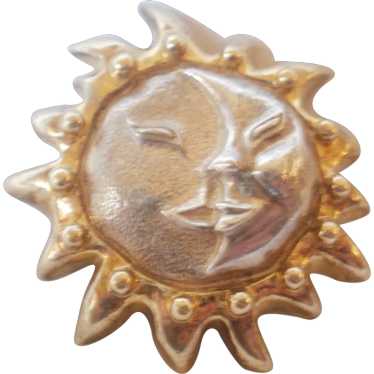 Sterling Silver Sun and Moon Pendant/ Brooch
