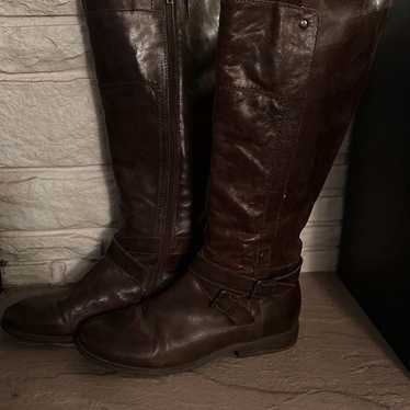 Marc Fisher Artful Leather  Brown Knee Boots