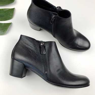Ecco Shape M Black Ankle Boots Leather Zippers Wom