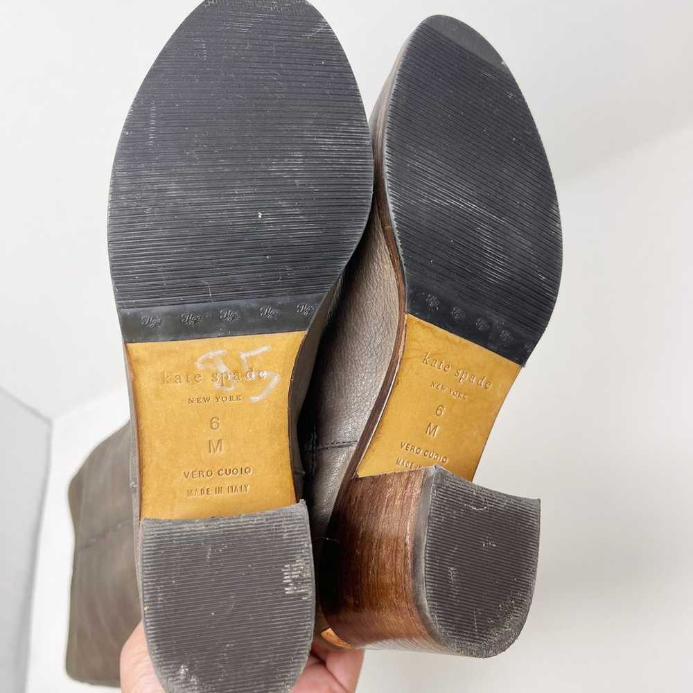Kate Spade Size 6 Gray Leather Block Heeled Tall … - image 12