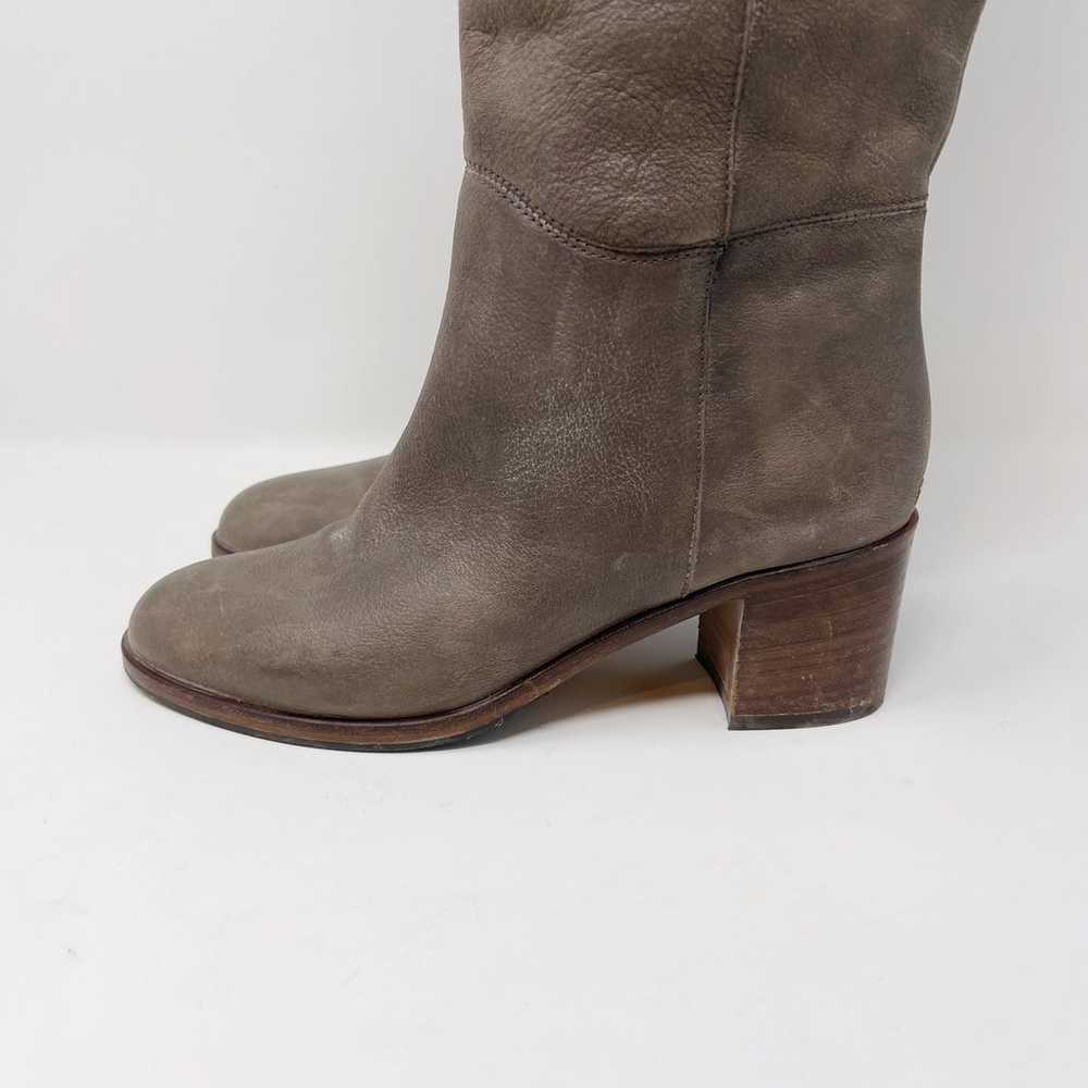 Kate Spade Size 6 Gray Leather Block Heeled Tall … - image 9