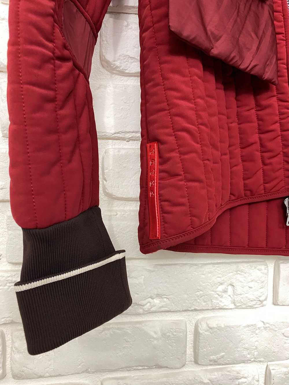 Prada × Vintage Prada Nylon Jacket Scarf Dark Red… - image 3