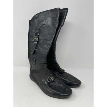 Puma Berlin Moto Leather Boots Womens Size 8 Black