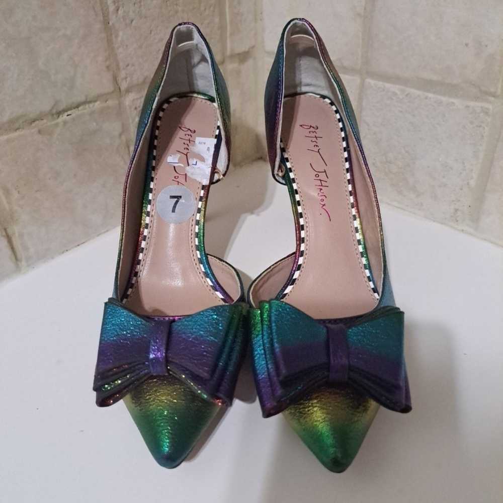 Betsey Johnson Rainbow Colors high heels size 7 - image 1