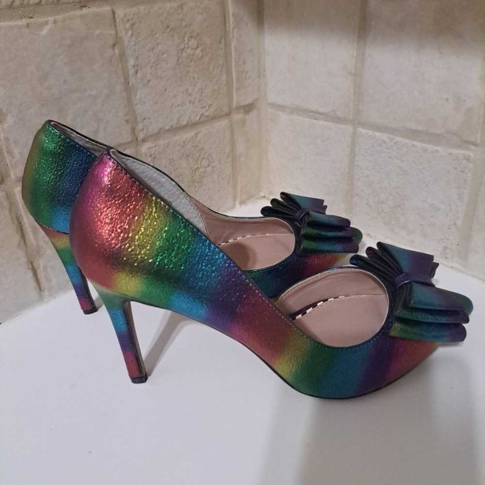Betsey Johnson Rainbow Colors high heels size 7 - image 2