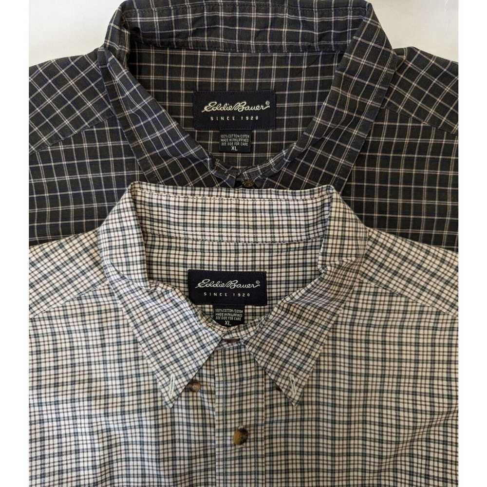 Two XL Eddie Bauer Button Down Shirts Plaid Check… - image 1