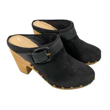 Veronica Beard Dacey Black Suade Clogs Heels 9.5